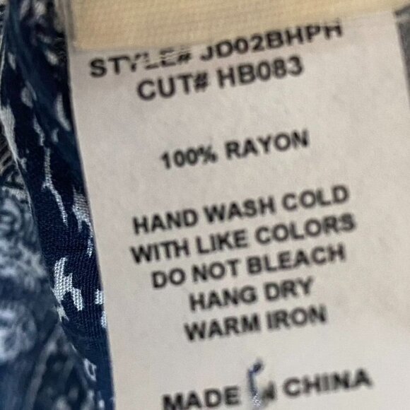 Honolua Wahine Sz Med Maxi Dress Blue White Native Print Side Splits - Picture 7 of 9